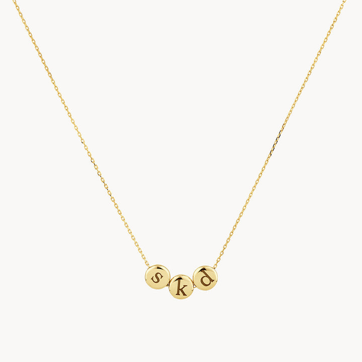 Engravable Sliding Triple Button Necklace in 10k Gold