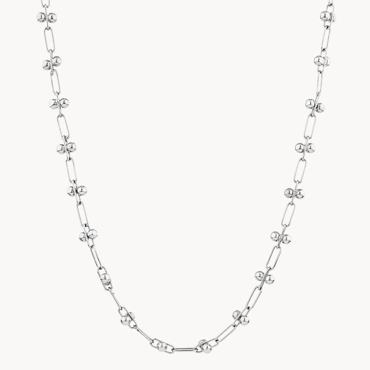 Fine Bauble Paperclip Chain Necklace in Silver