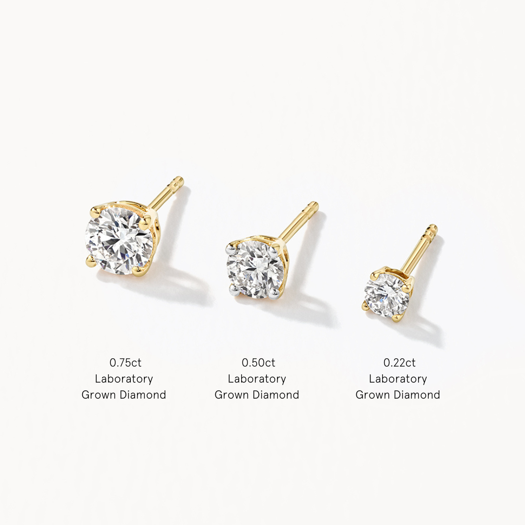 Laboratory Grown Diamond Round Stud Earrings in 10k Gold