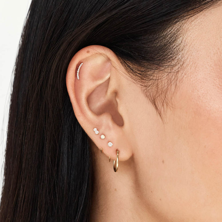 Micro Diamond Climber Helix Single Stud Earring in 10k Gold