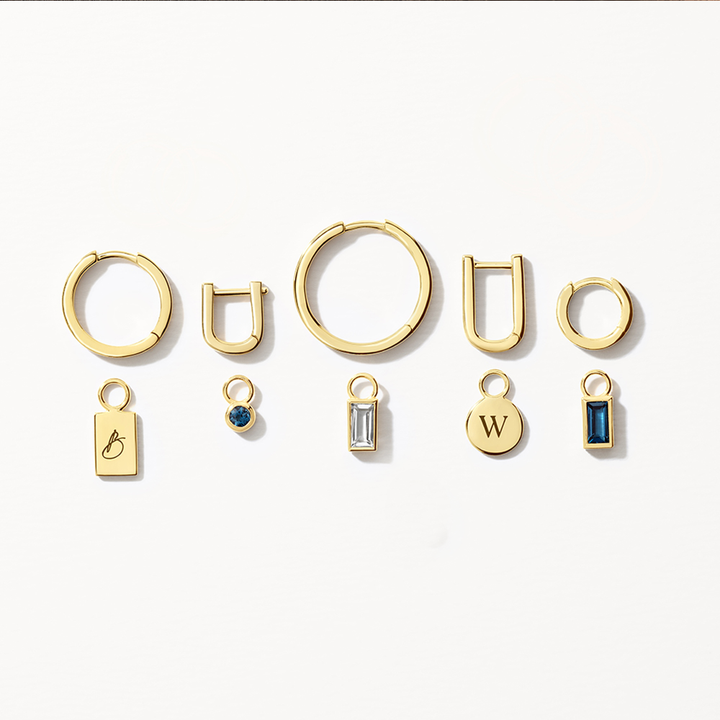 Medley Earrings Midi Charm Huggie Earrings in 10k Gold