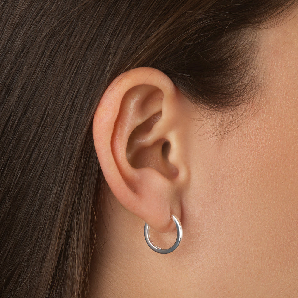 Midi Charm Huggie Earrings in Silver