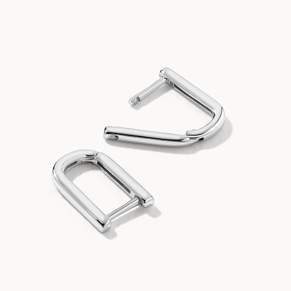 Midi Charm Paperclip Huggie Earrings in Silver