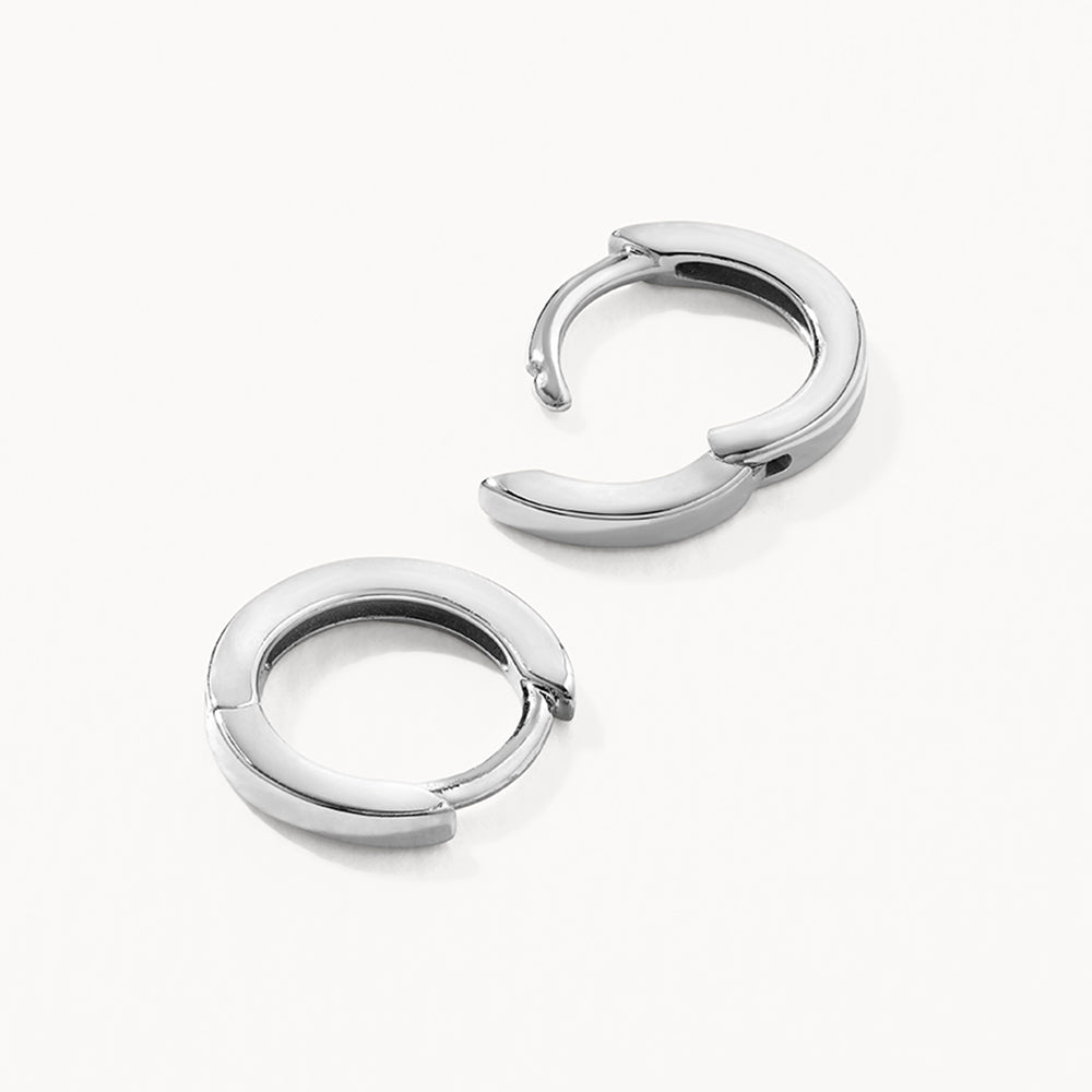 Mini Charm Huggie Earrings in Silver