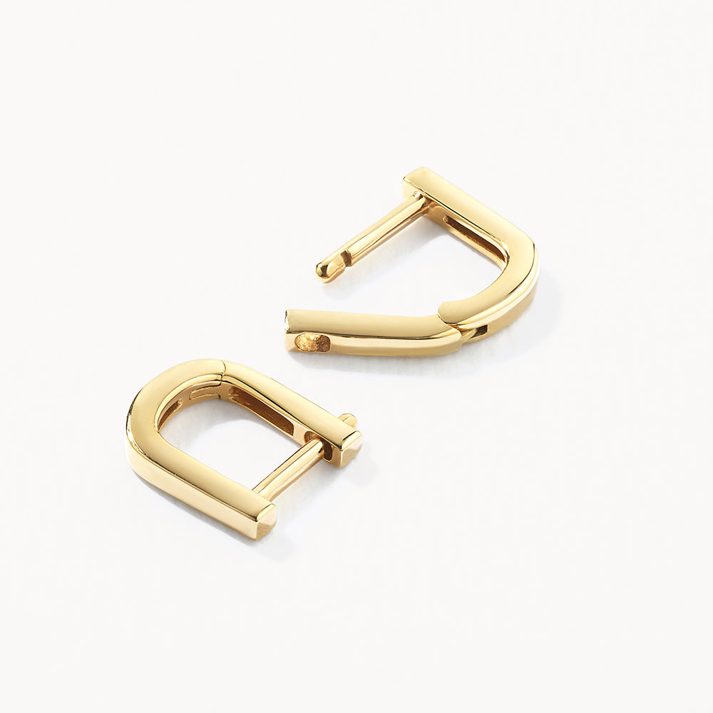 Medley Earrings Mini Charm Paperclip Huggie Earrings in 10k Gold