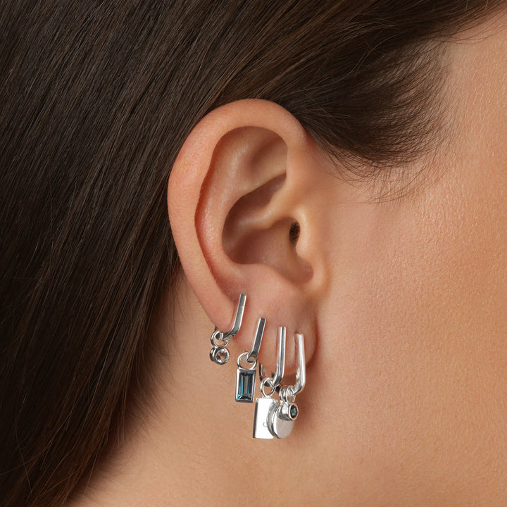 Medley Earrings Mini Charm Paperclip Huggie Earrings in Silver