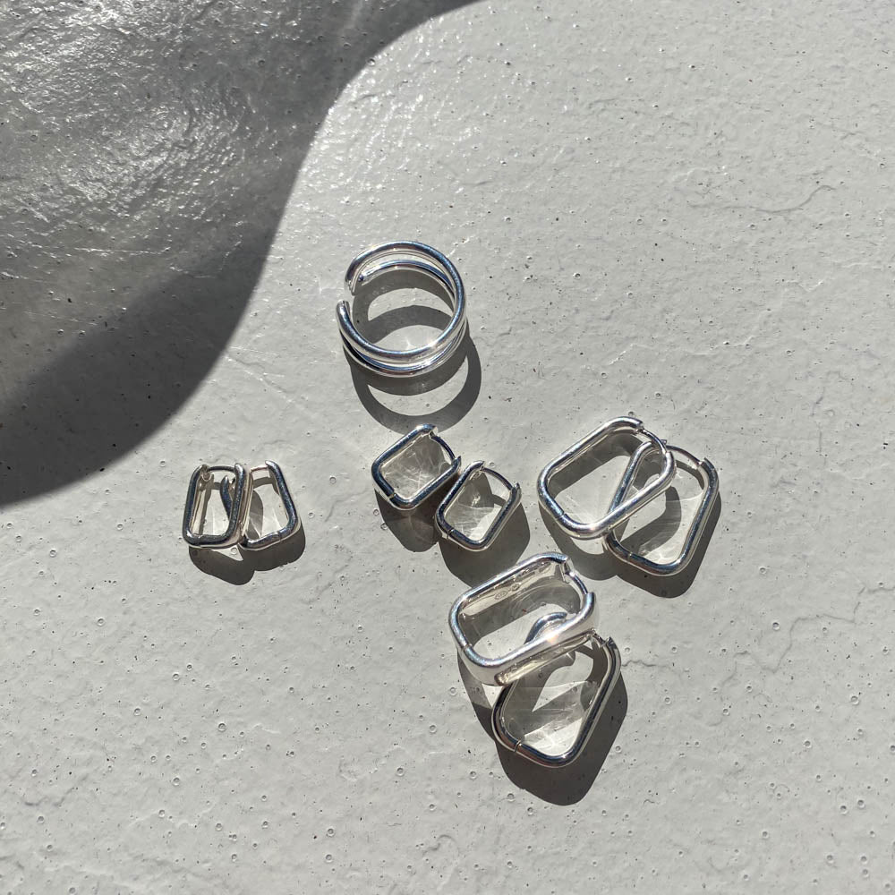 Mini Chunky Paperclip Earrings in Silver