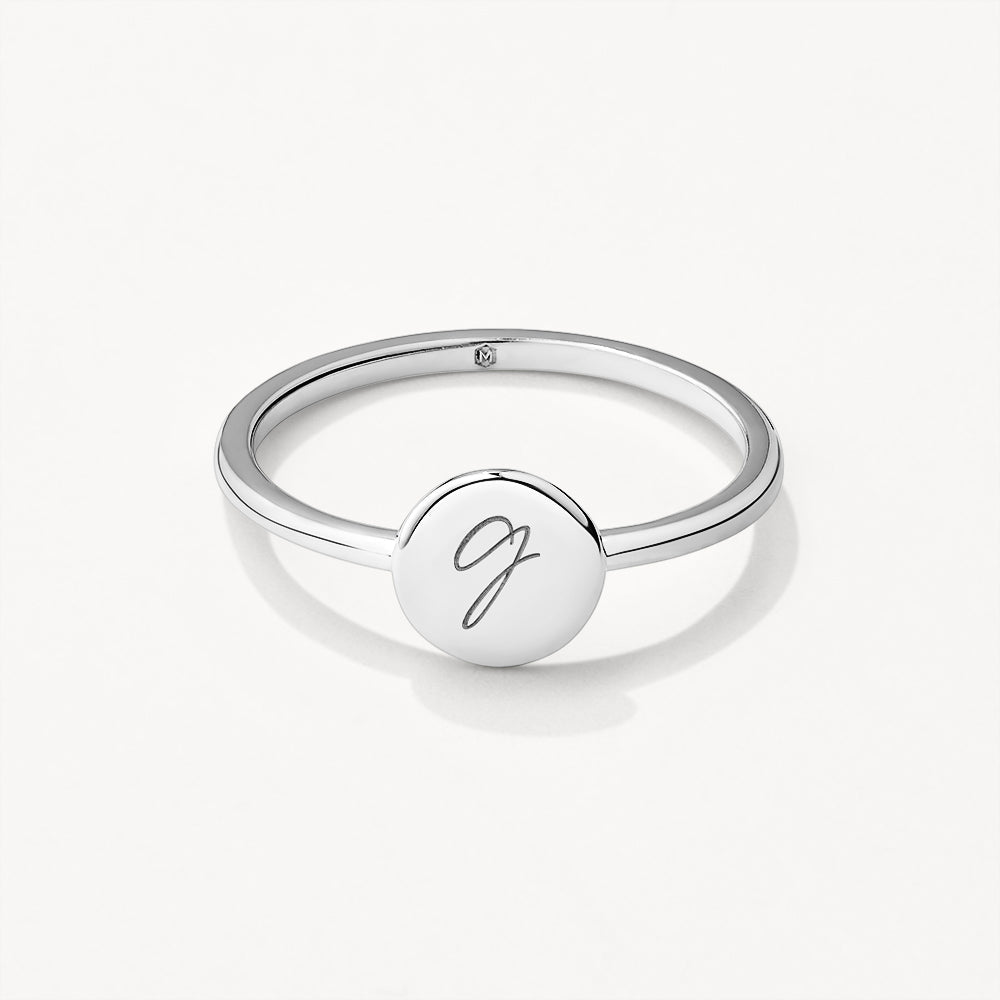 Mini Engravable Disc Ring in Silver