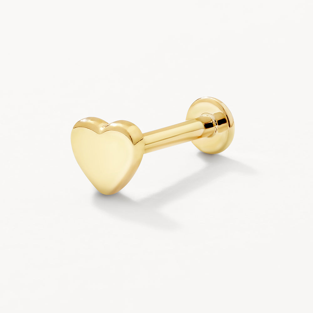 Medley Earrings Micro Heart Helix Single Stud Earring in 10k Gold
