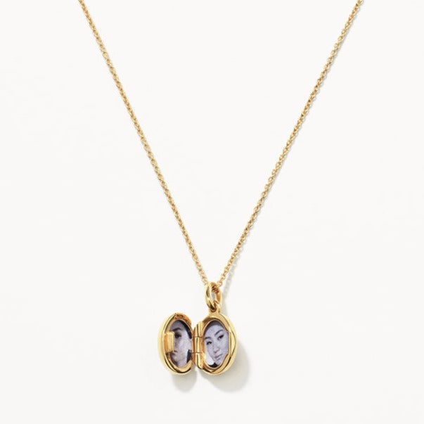 Engravable Oval Mini Locket Necklace in Gold