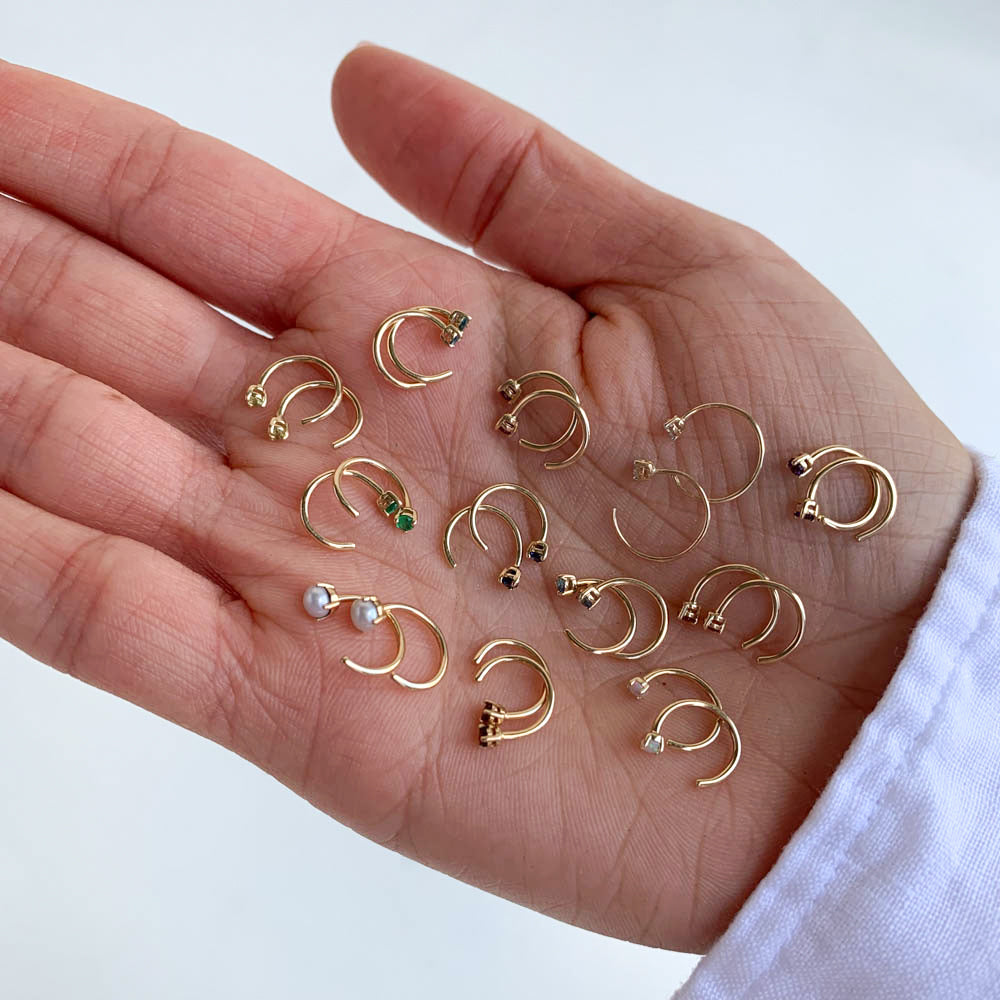 Peridot Birthstone Hook Stud Earrings in 10k Gold