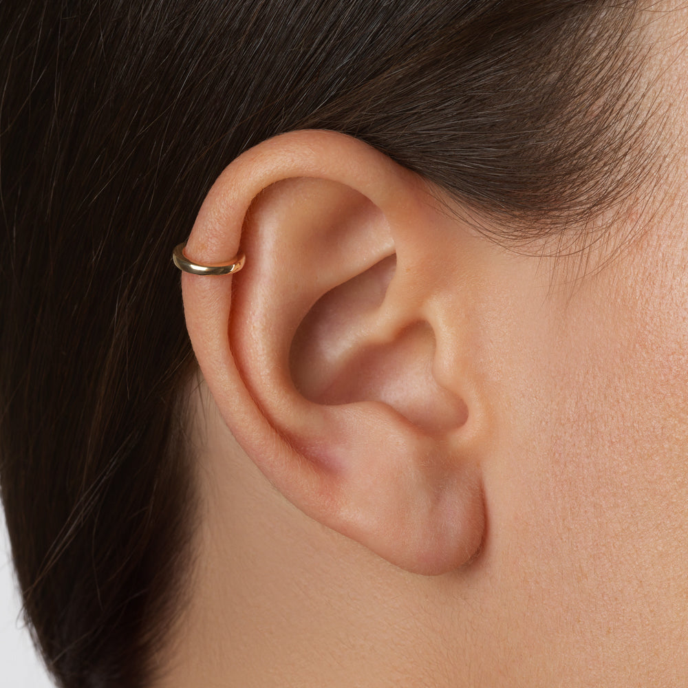 Plain Bar Single Ear Cuff in 10k Gold