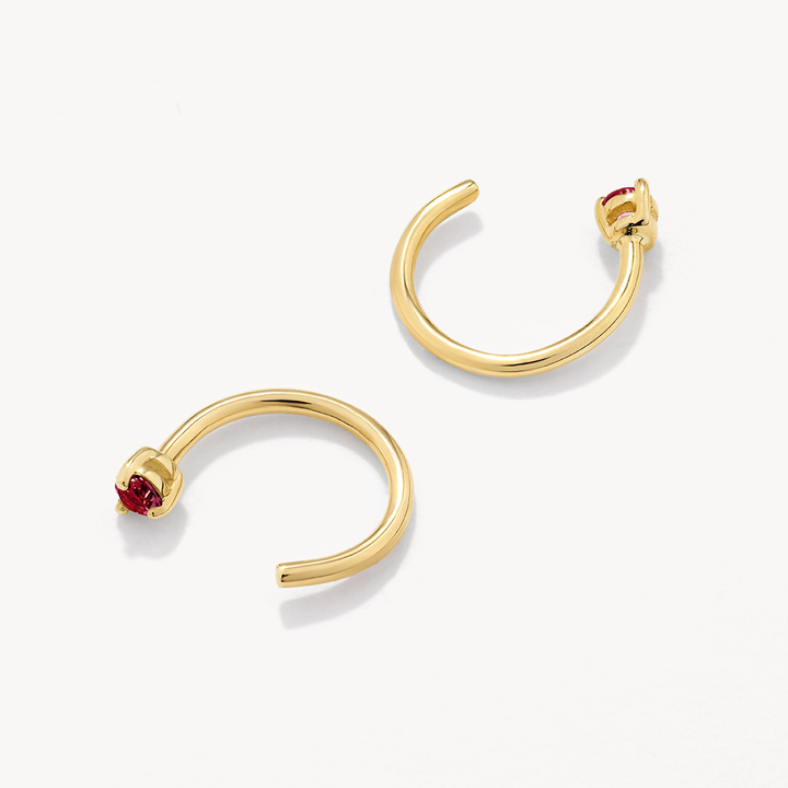 Medley Earrings Ruby July Birthstone Hook Earrings in 10k Gold