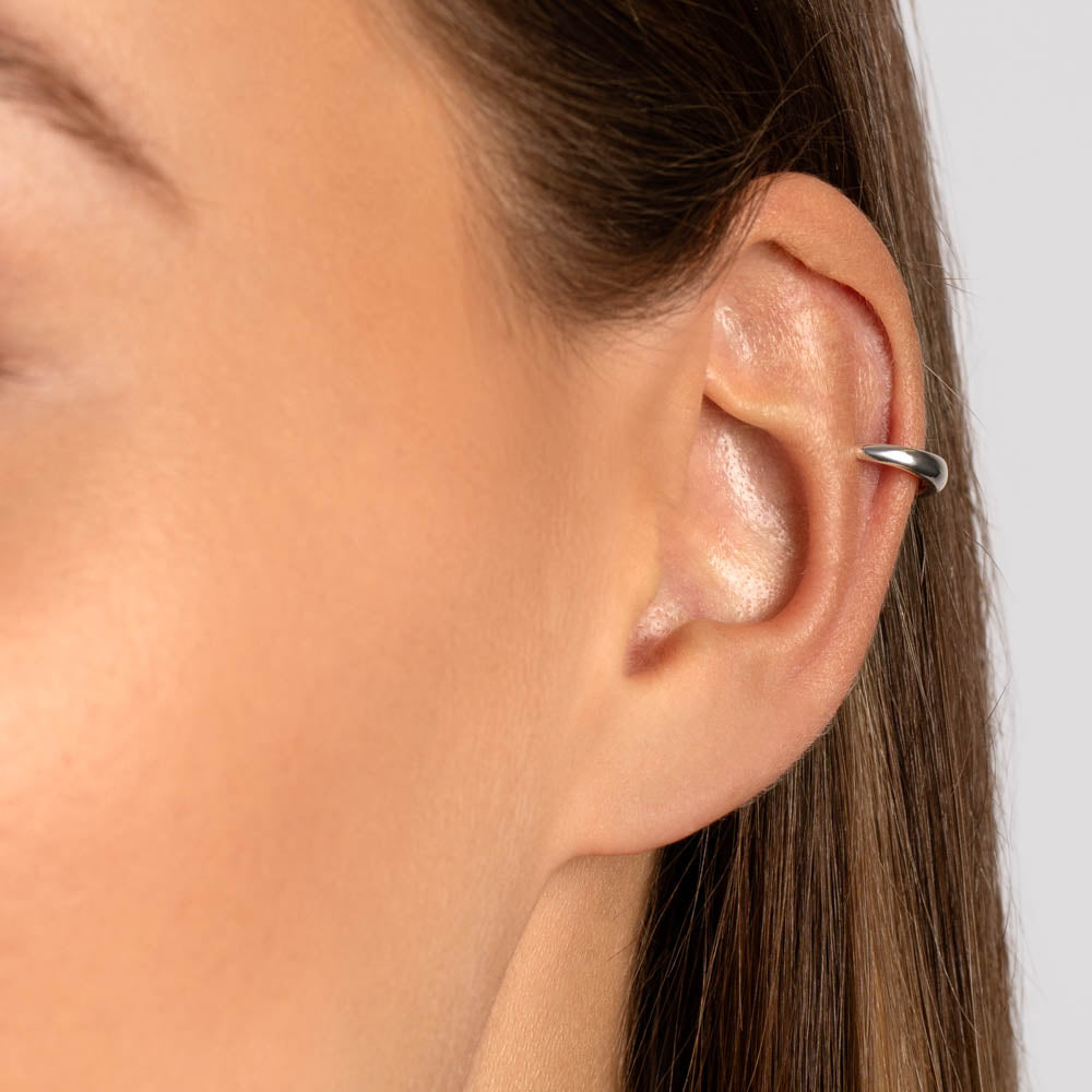 Slim Curve Single Ear Cuff in Silver