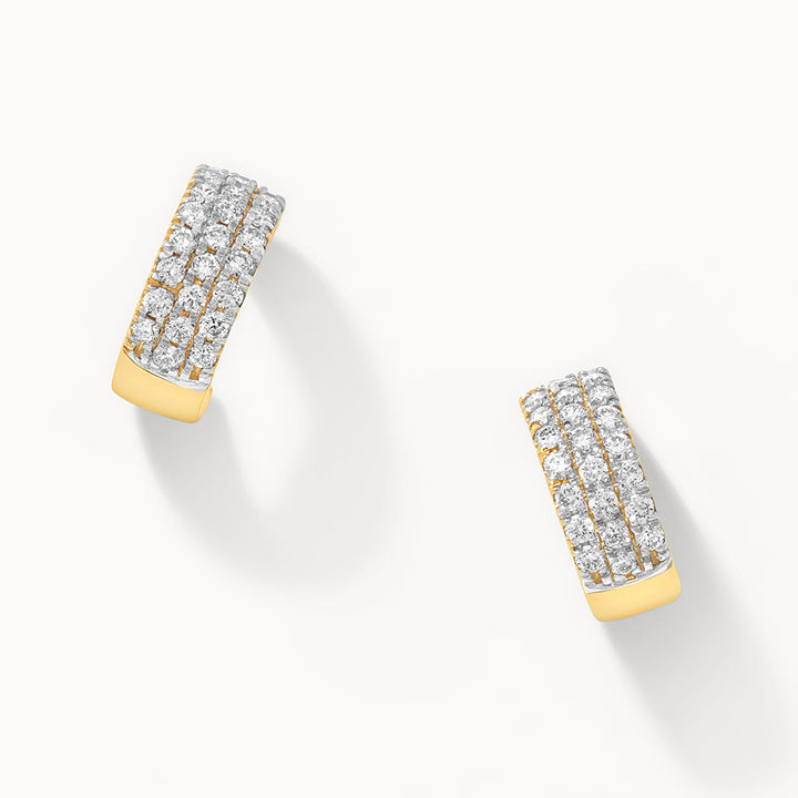 Medley Earrings Slim Diamond Pave Huggie Earrings in 10k Gold
