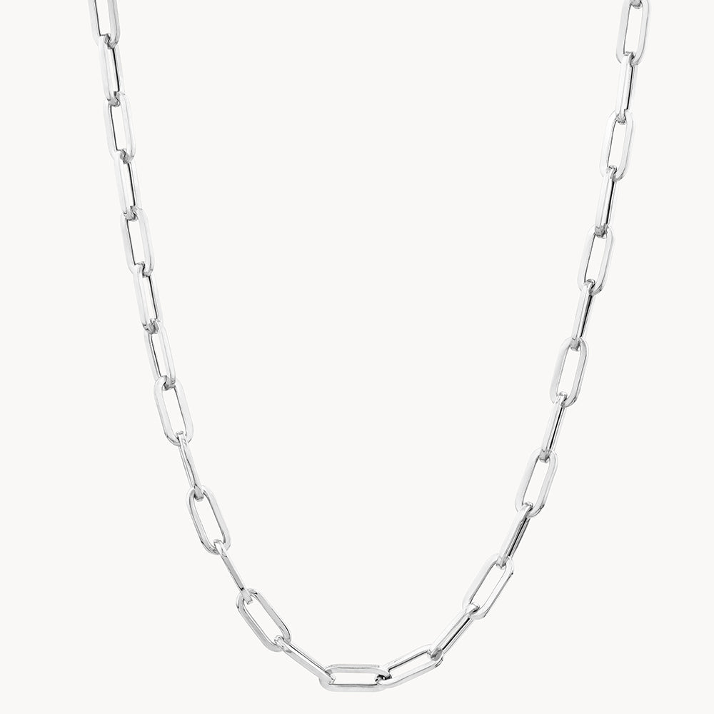 Square Boyfriend Paperclip Chain Necklace in Silver