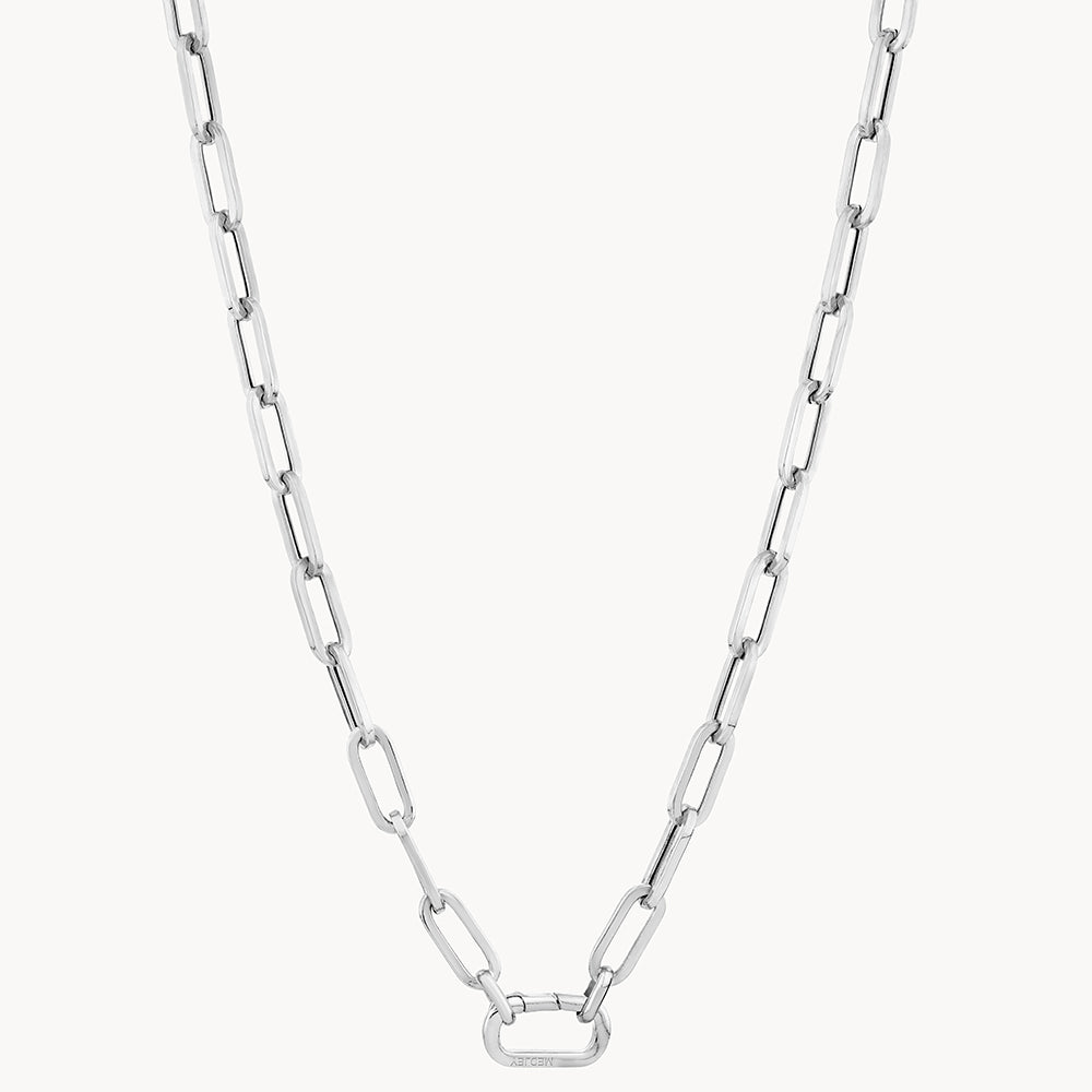 Square Boyfriend Paperclip Chain Necklace in Silver