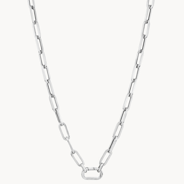 Medley Necklace Square Boyfriend Paperclip Chain Necklace in Silver