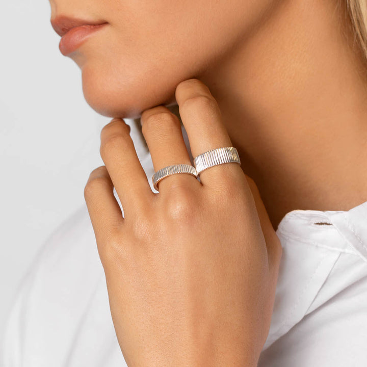 Medley Ring Textured Boyfriend Ring in Silver