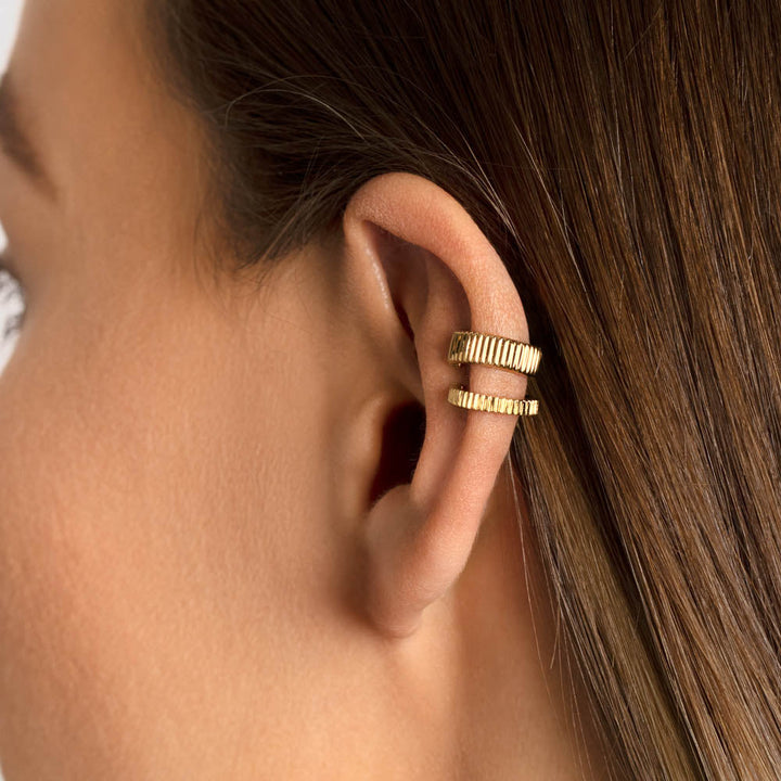 Textured Single Ear Cuff in Gold