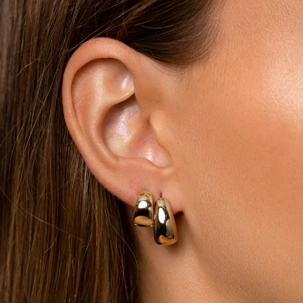 Medley Earrings Thick Dome Huggies in Gold