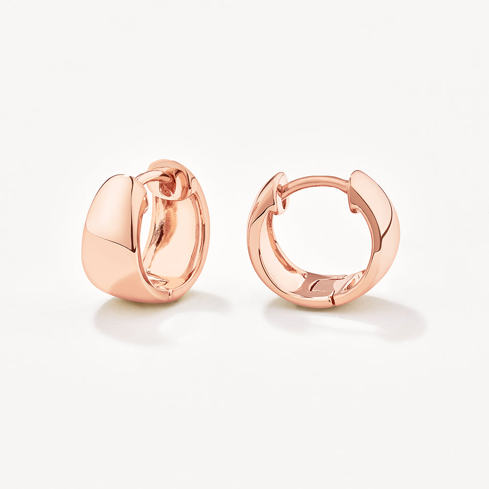 Thick Dome Huggies in Rose Gold