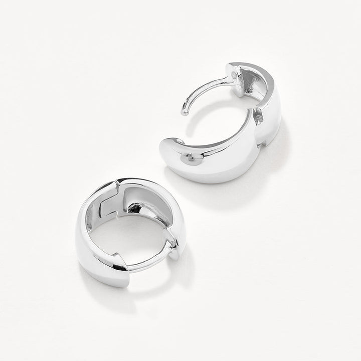 Thick Dome Huggies in Silver