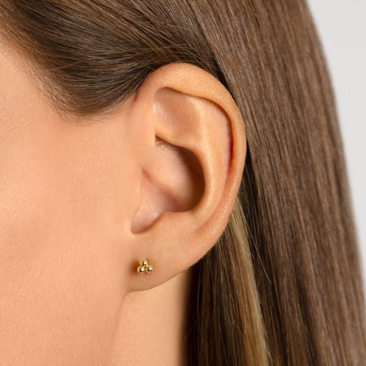 Triple Ball Stud Earrings in 10k Gold