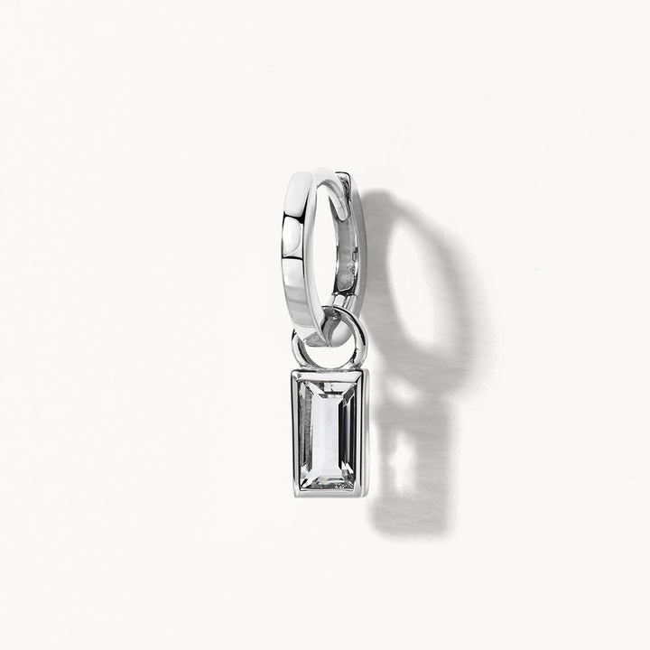 White Topaz Rectangle Charm in Silver