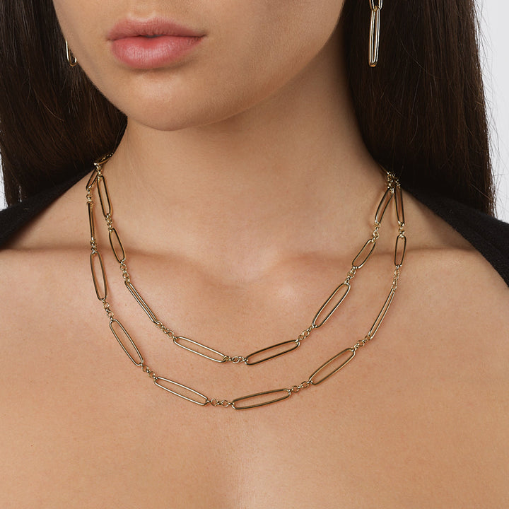 Wire Paperclip Chain Necklace in Gold
