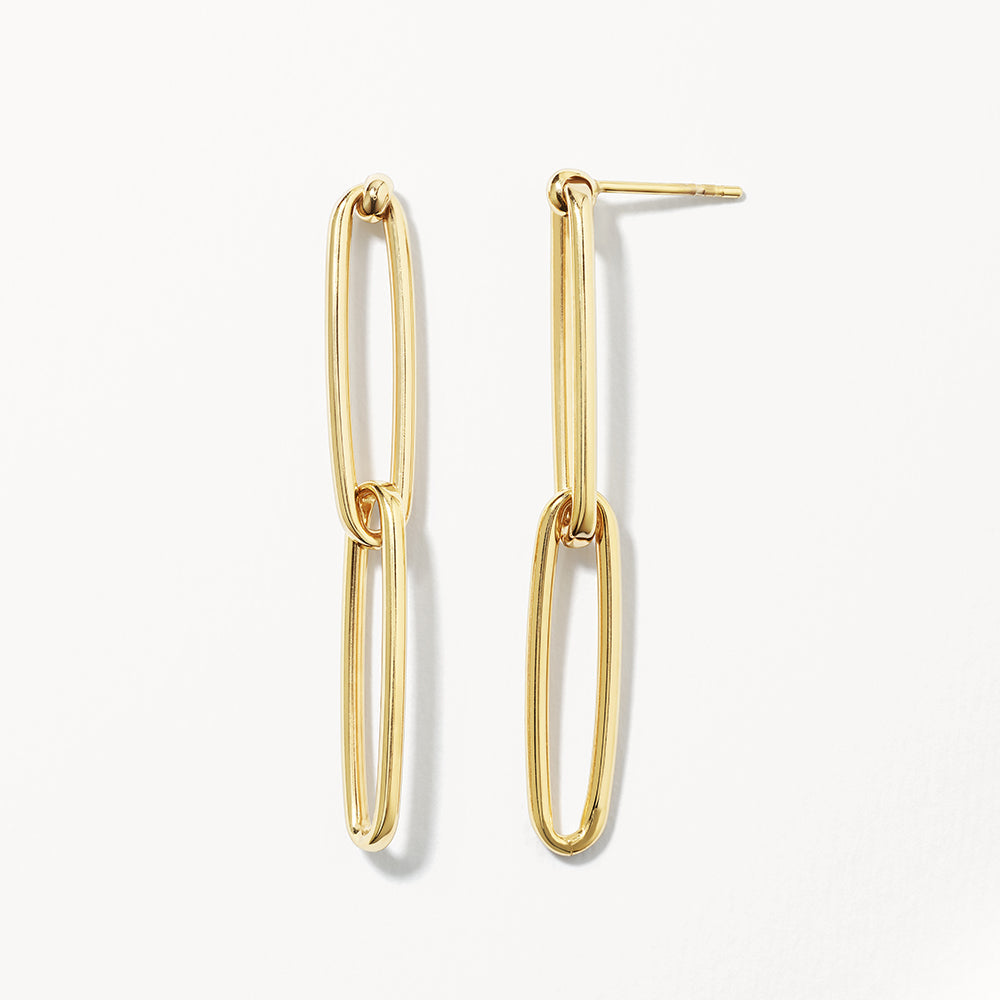 Wire Paperclip Drop Earrings in Gold
