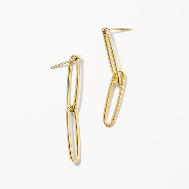 Wire Paperclip Drop Earrings in Gold