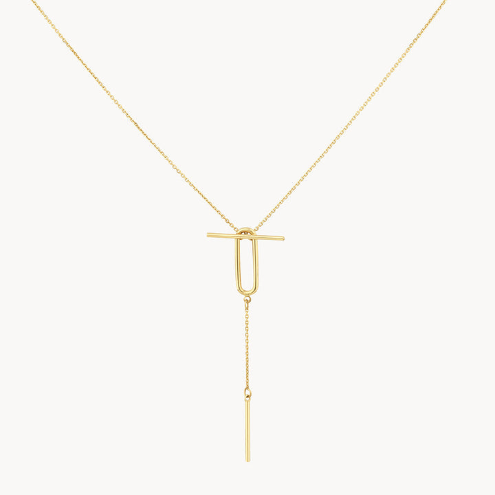 Medley Necklace Wire Paperclip Toggle Lariat Y Necklace in 10k Gold