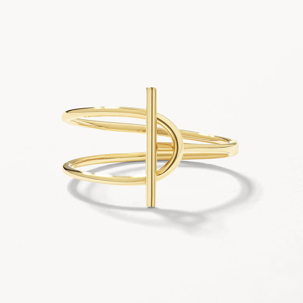 Wire Paperclip Toggle Ring in 10k Gold