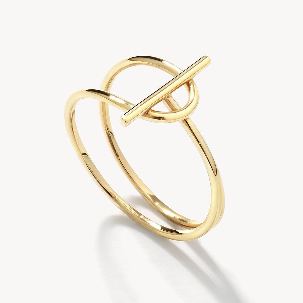 Wire Paperclip Toggle Ring in 10k Gold